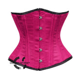 Royal Pink Satin Double Bone Front Silver Busks Gothic Underbust Bustier Corset